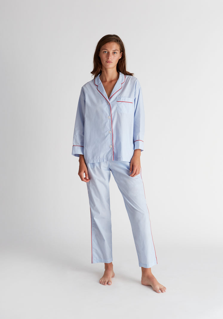 Marina Pajama Set in Blue End on End
